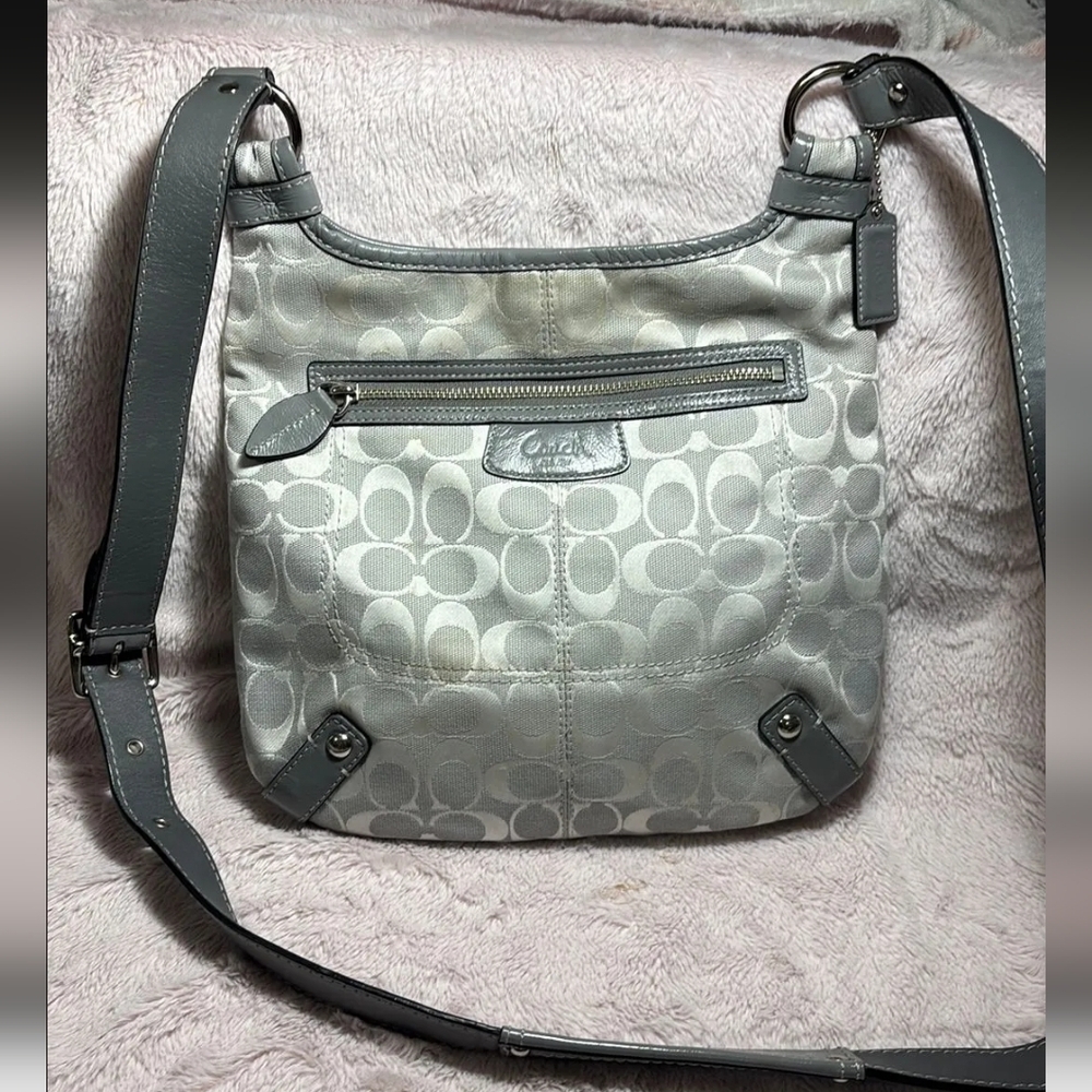Coach Gray F14889 Crossbody Bag with Signature Design Preloved